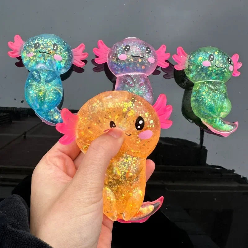 Glitter Axolotl Squishy Fidget Toy