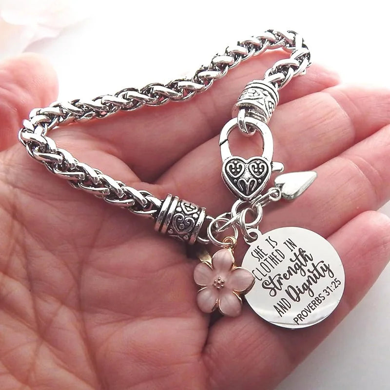 Faithful Words Charm Bracelet