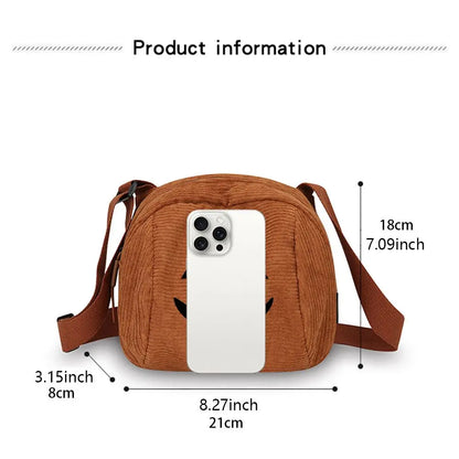 Jack-o'-Lantern Corduroy Crossbody Bag