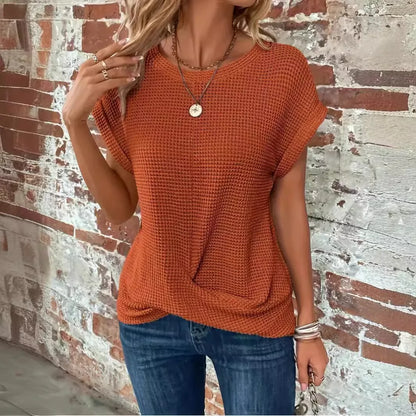 Waffle Knit Twist Top