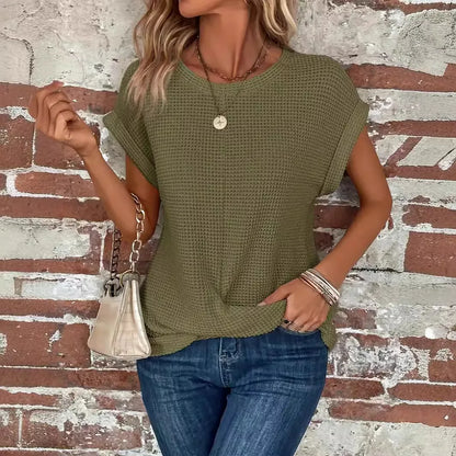 Waffle Knit Twist Top