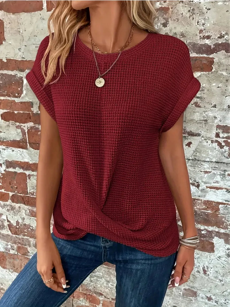 Waffle Knit Twist Top