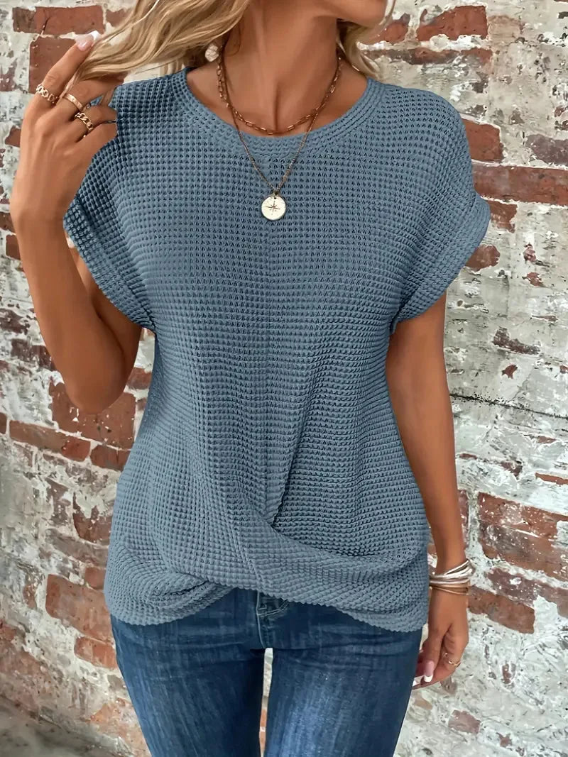 Waffle Knit Twist Top