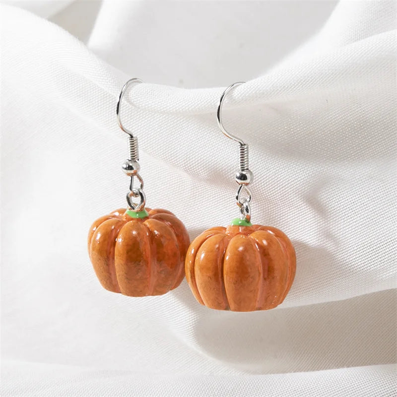 Mini Pumpkin Halloween Drop Earrings