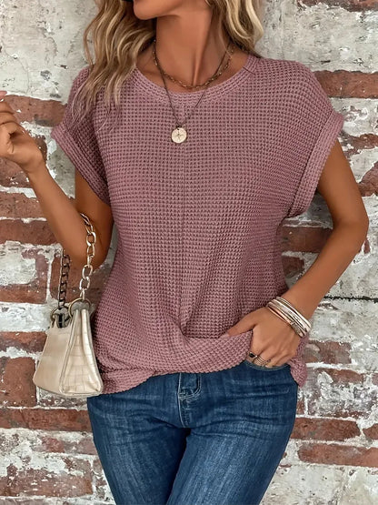 Waffle Knit Twist Top
