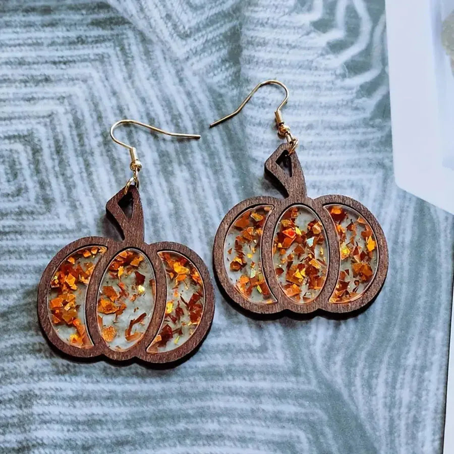 Glitter Pumpkin Fall Earrings