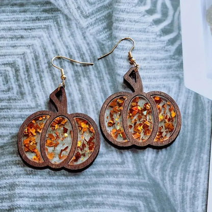 Glitter Pumpkin Fall Earrings