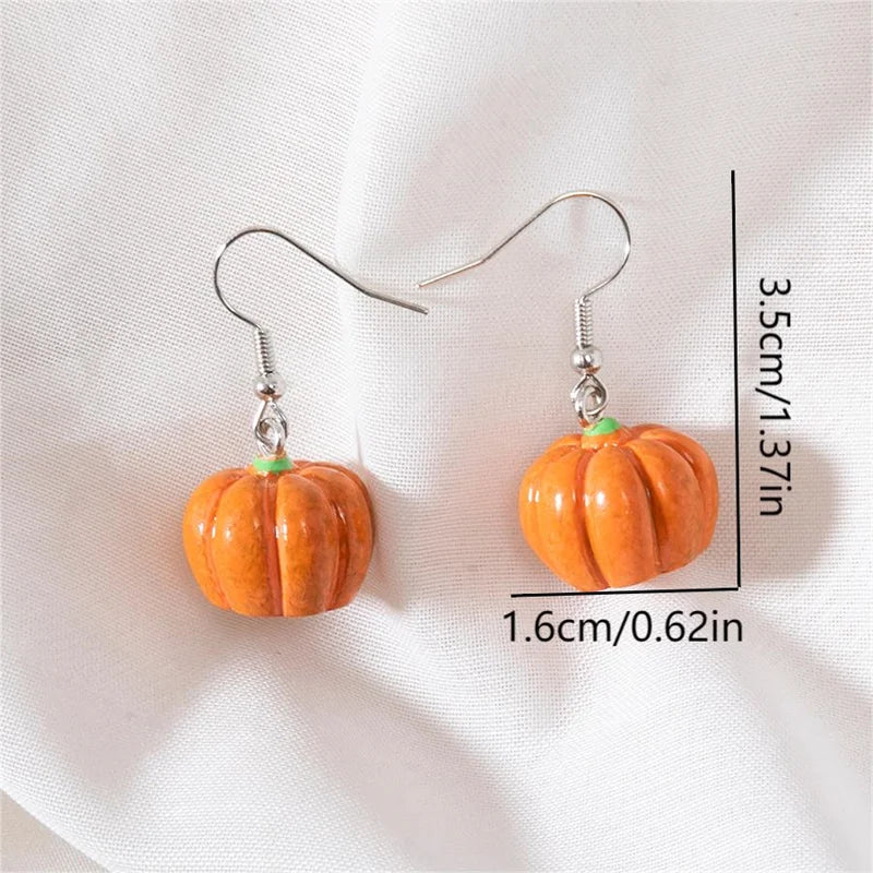 Mini Pumpkin Halloween Drop Earrings