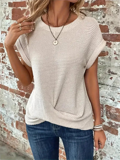 Waffle Knit Twist Top