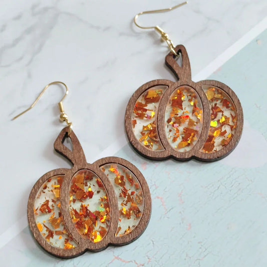 Glitter Pumpkin Fall Earrings
