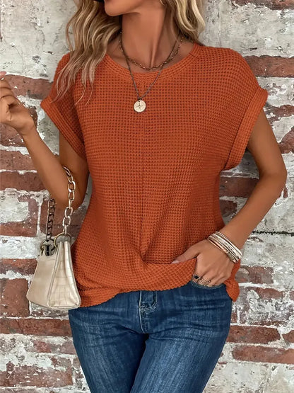 Waffle Knit Twist Top