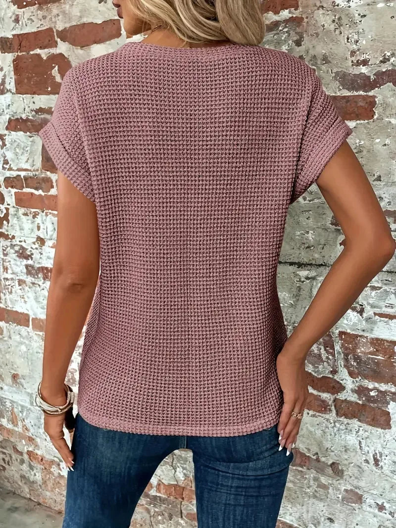 Waffle Knit Twist Top