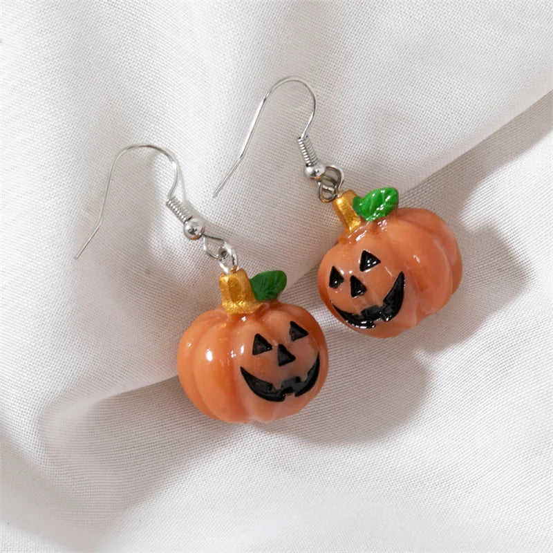Mini Pumpkin Halloween Drop Earrings
