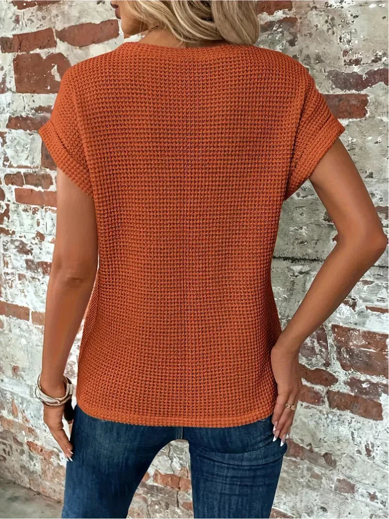 Waffle Knit Twist Top
