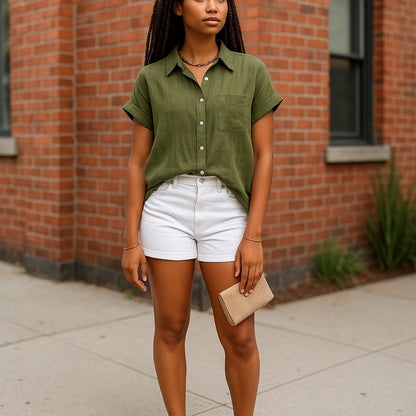 Curated Linen Blend Blouse