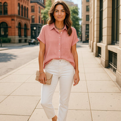 Curated Linen Blend Blouse